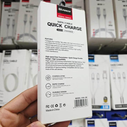 2 metre usb 2,4A hızlı veri aktarım ve şarj kablosu