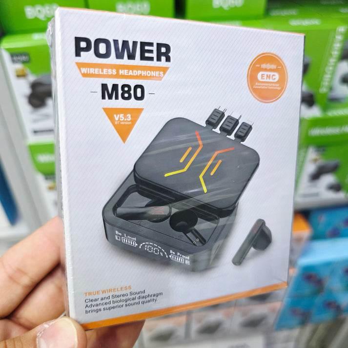M88 Şarj Göstergeli 2000 mah kendisinden kablolu Powerbank Özellikli Bluetooth Kablosuz Kulakiçi Kulaklık