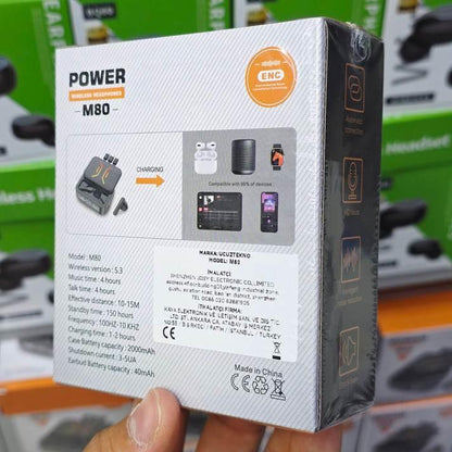 M88 Şarj Göstergeli 2000 mah kendisinden kablolu Powerbank Özellikli Bluetooth Kablosuz Kulakiçi Kulaklık