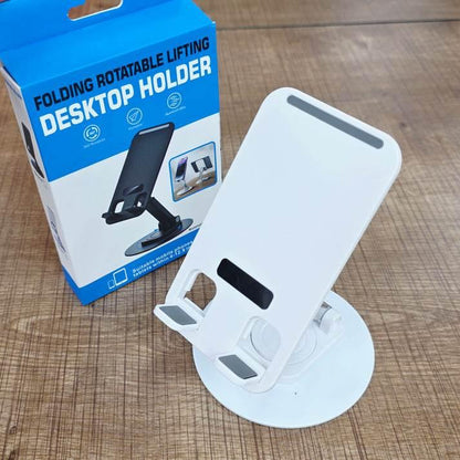 Metal tabanlı 360 derece döner ayarlanabilir katlanabilir masa üstü telefon tablet tutucu