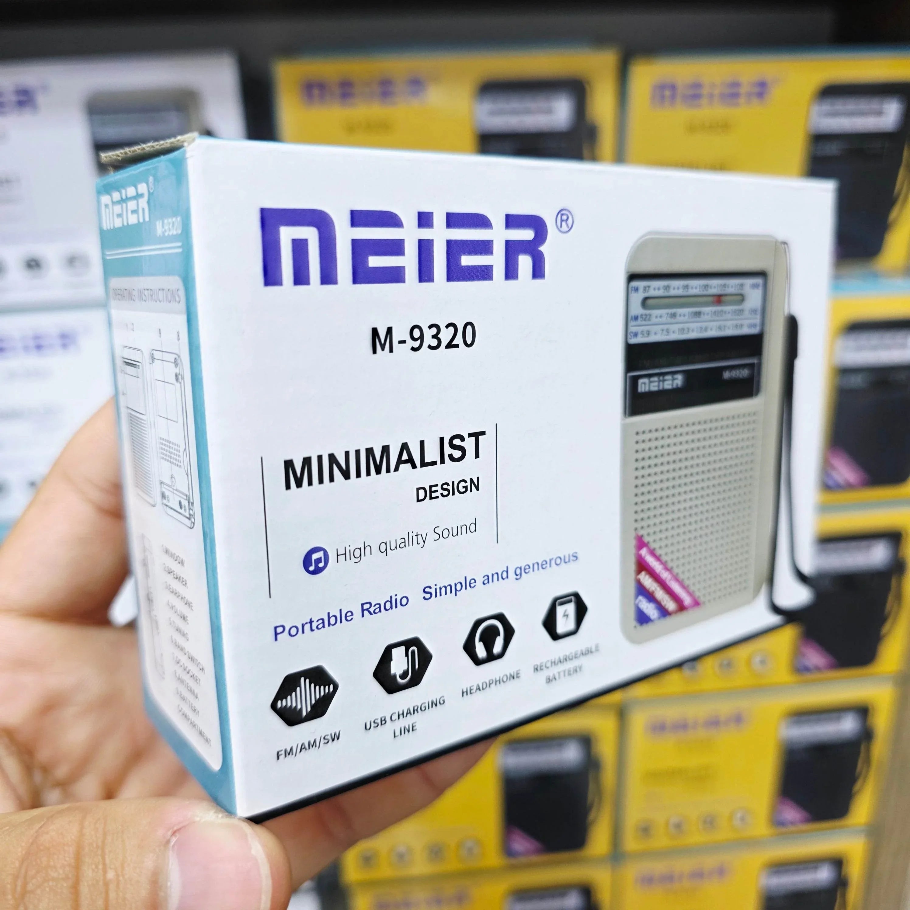 Meier m-9320 minimalist cep radyo fm/am/sw usb sarj edilebilir kulaklık takılabilir