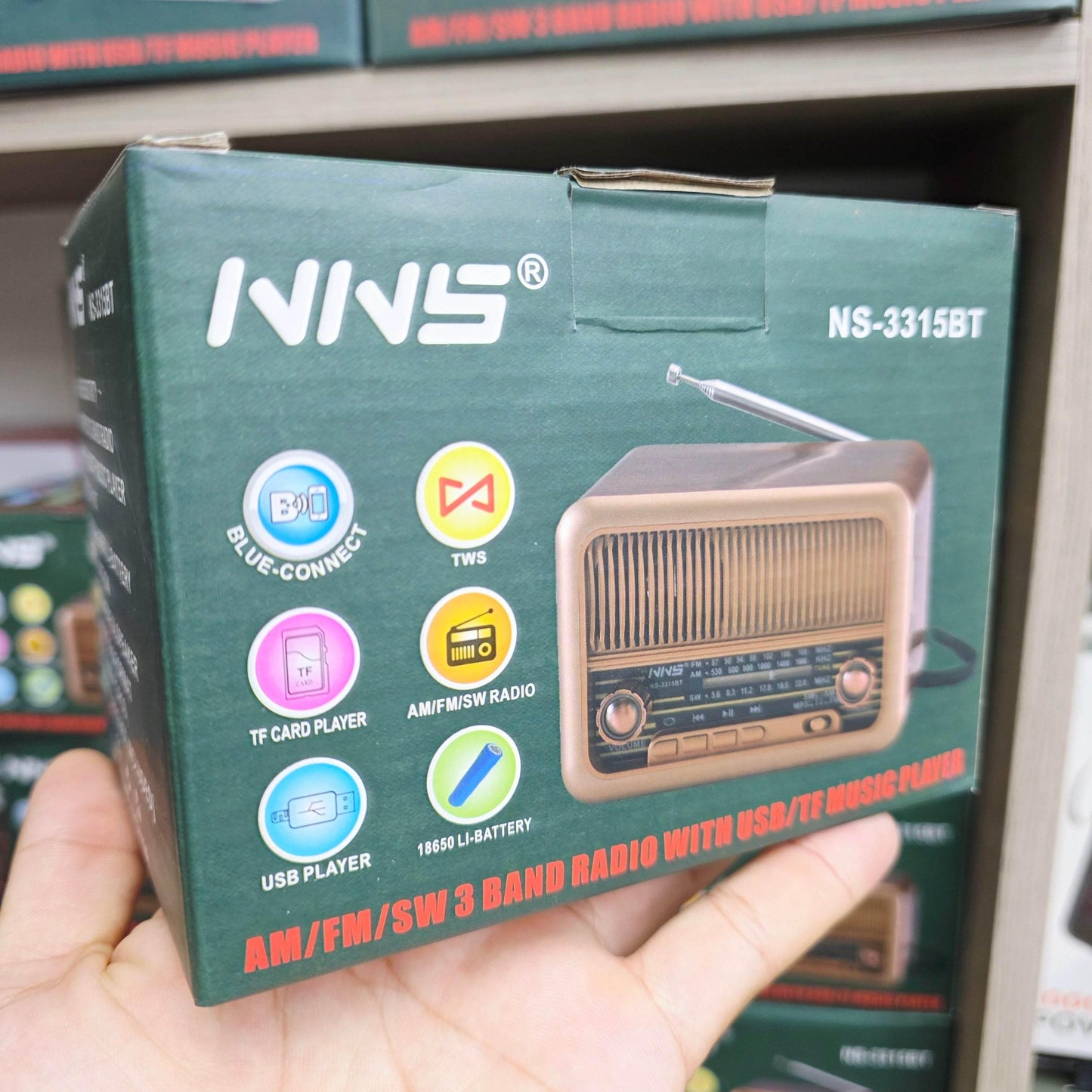 Nns ns-3315bt nostaljik tws tf/am/fm/radyo/usb destekli 18650 mah bluetooth hoparlör