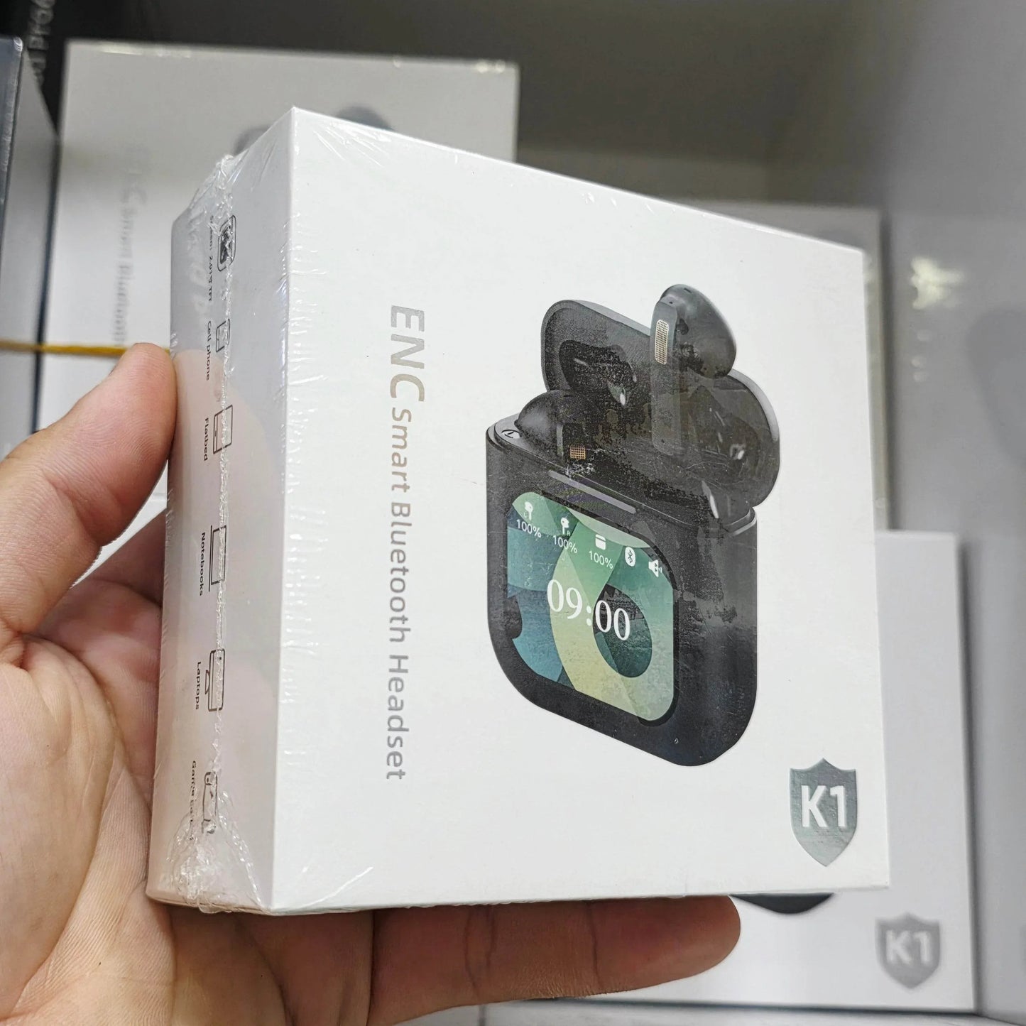 K1 dokunmatik amoled ekranlı ANC ENC kulak içi mikrofonlu 5,3v bluetooth kulaklık
