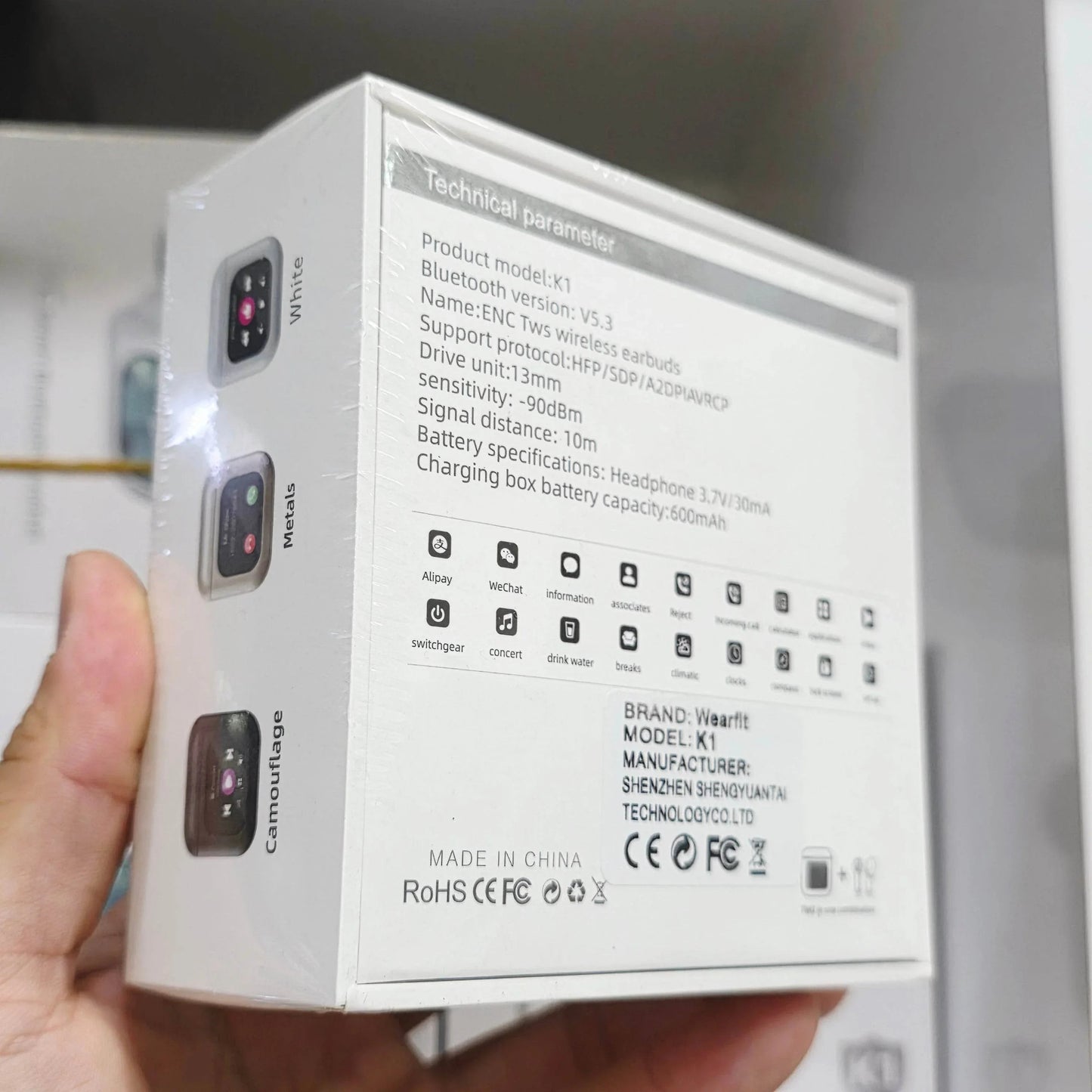 K1 dokunmatik amoled ekranlı ANC ENC kulak içi mikrofonlu 5,3v bluetooth kulaklık