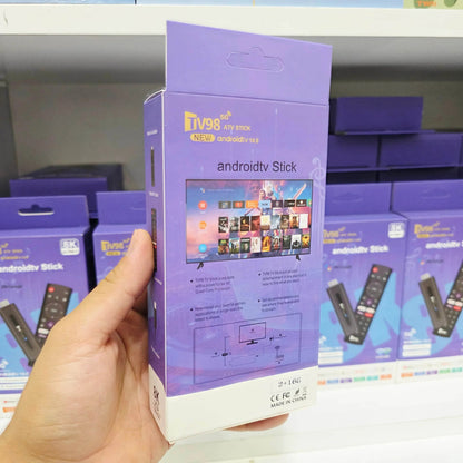 TV98 ATV Stick Mini TV Stick Android 14 H618 Dört Çekirdekli Cortex A53 Desteği 8K Video 2,4G 5G WiFi BT5,0 Sesli Uzaktan Kumanda Akıllı TV Kutusu (2+16GB)