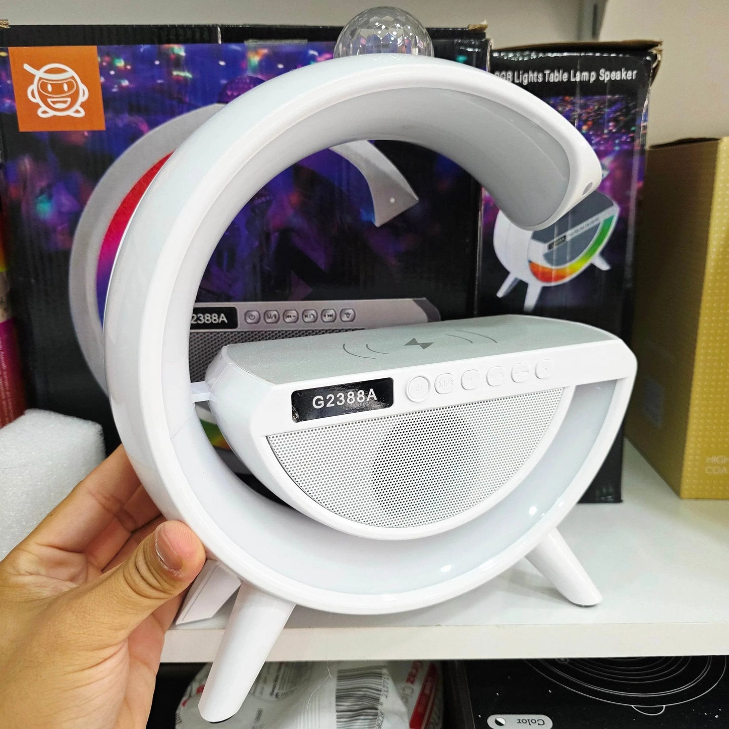 G Kablosuz Şarj Cihazı ve Disko Işığı RGB Rable lampa bluetooth Hoparlör