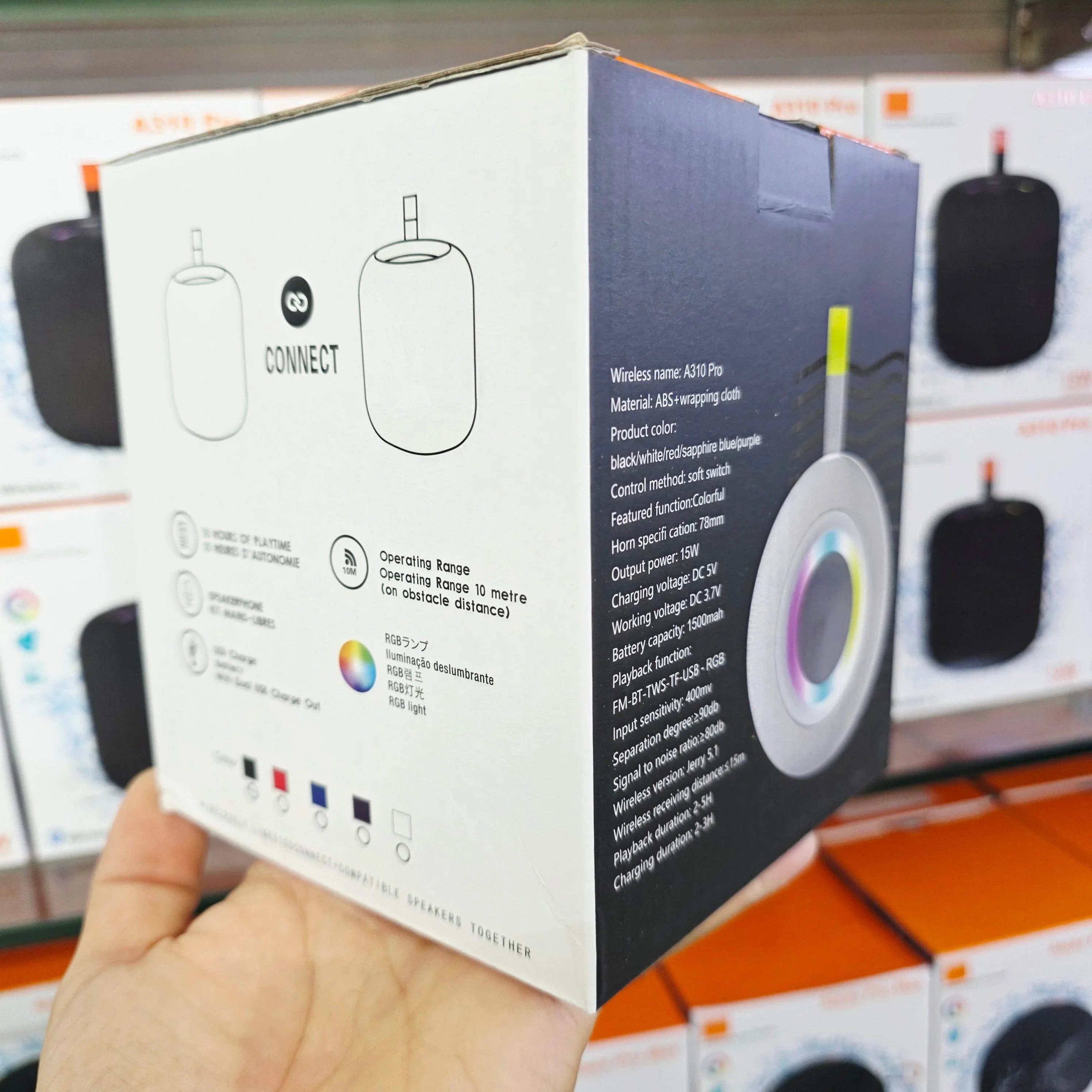 A310 pro ev masaüstü kablosuz taşınabilir LED rgb ışıklı 10 metre menzilli suya dayanıklı 12 saat pil ömürlü şarj edilebilir 15W 5,1v bluetooth hoparlör