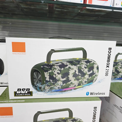 Boombox 2100 rgb ışıklı 360 derece steario ses güçlü çift bass, suya dayanıklı taşınabilir bluetooth hoparlör