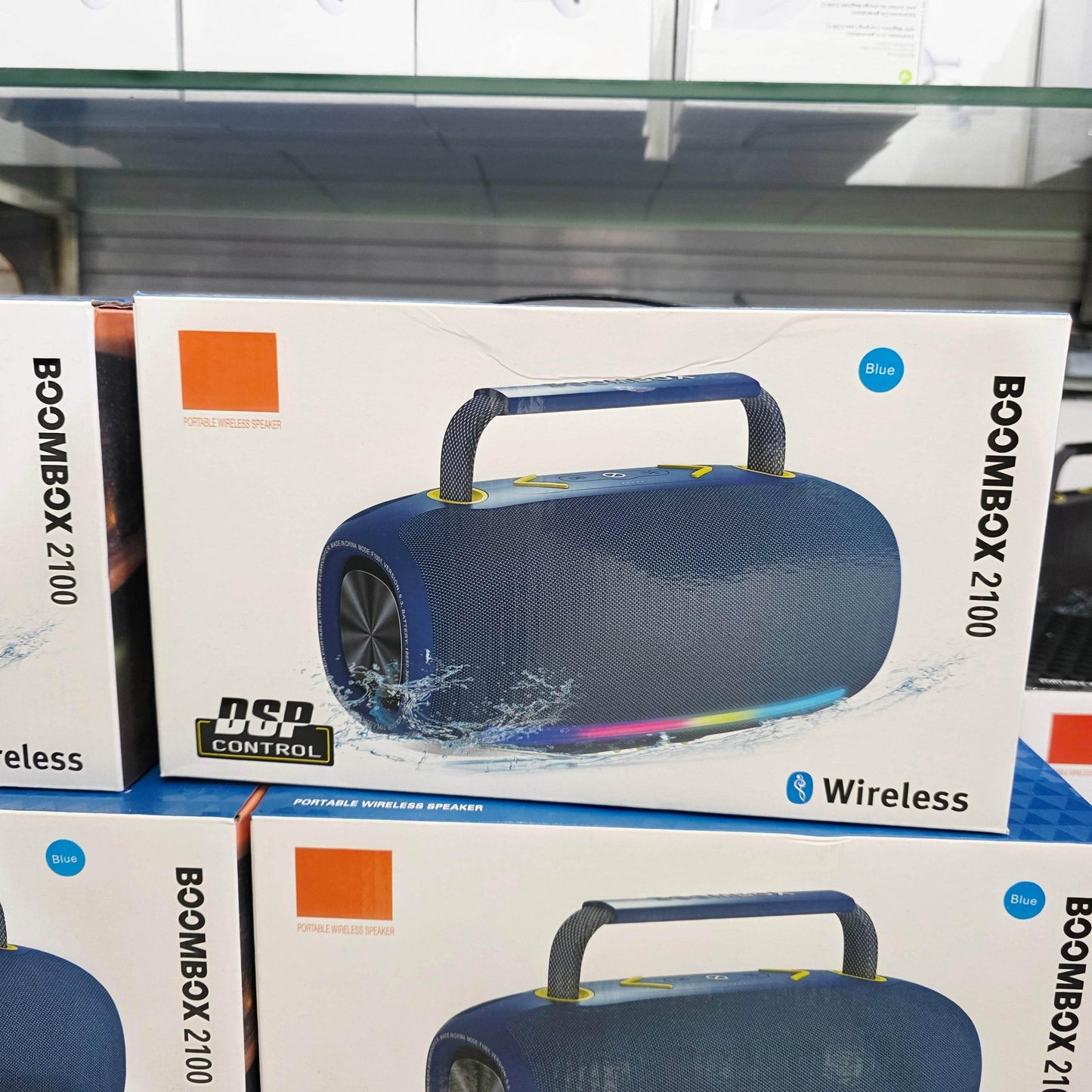 Boombox 2100 rgb ışıklı 360 derece steario ses güçlü çift bass, suya dayanıklı taşınabilir bluetooth hoparlör