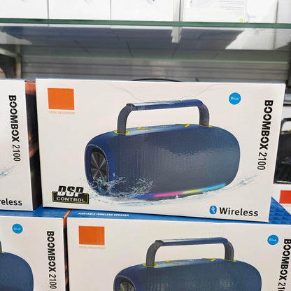 Boombox 2100 rgb ışıklı 360 derece steario ses güçlü çift bass, suya dayanıklı taşınabilir bluetooth hoparlör