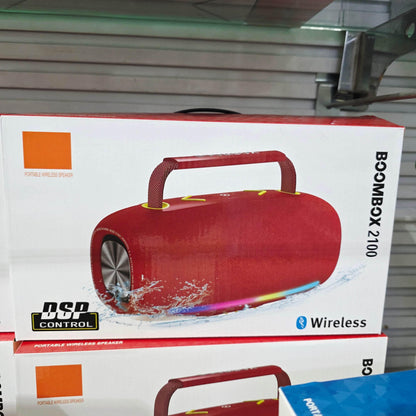 Boombox 2100 rgb ışıklı 360 derece steario ses güçlü çift bass, suya dayanıklı taşınabilir bluetooth hoparlör