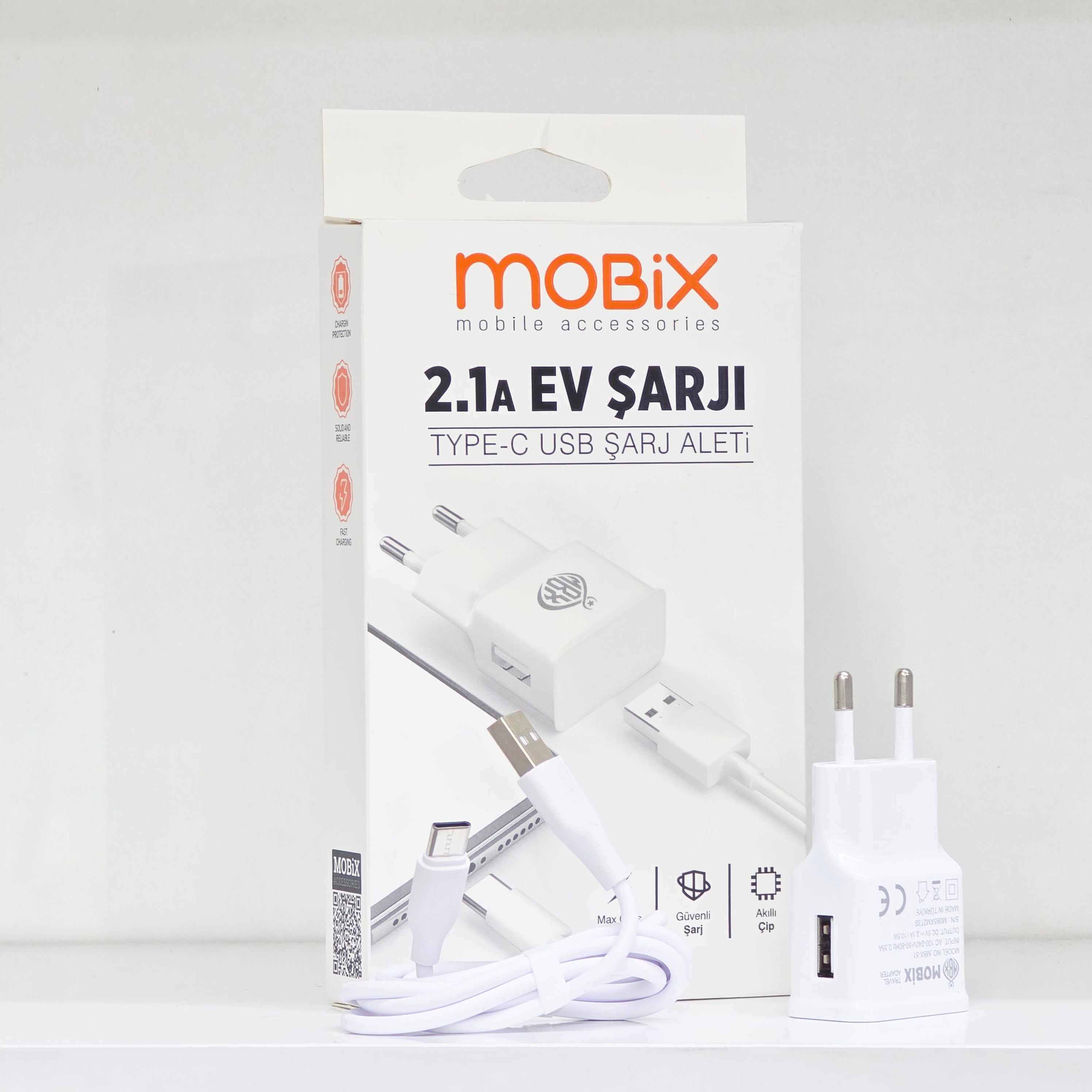 2.1A Usb çıkışlı ve 1 metre kablo şarj seti