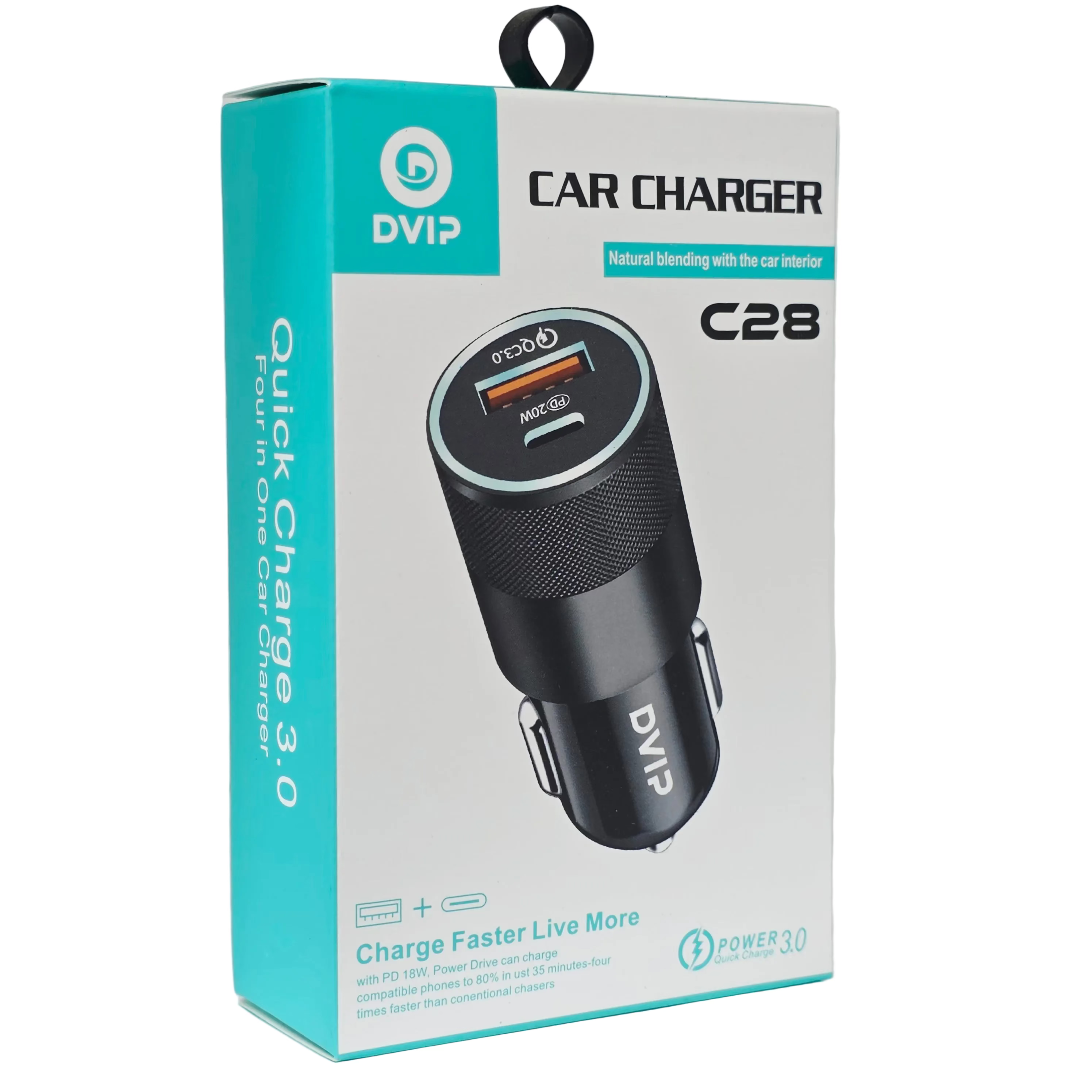 Usb+TypeC girişli 3.0 18W hızlı araç şarj başlık
