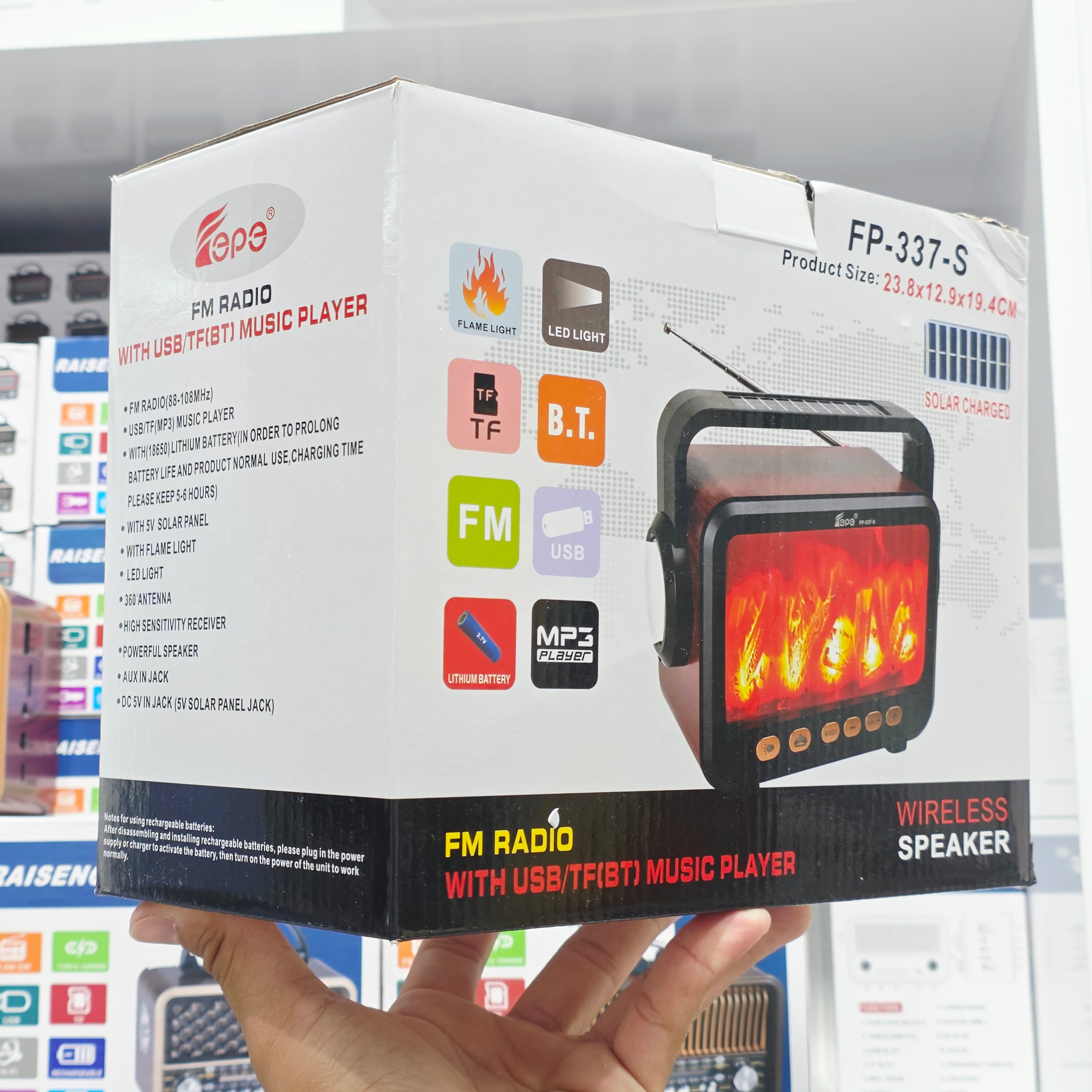Alev efektli güneş enerjili, ışıklı, Usb Tf Sd destekli, nostaljik Bluetooth radio ve hoparlör