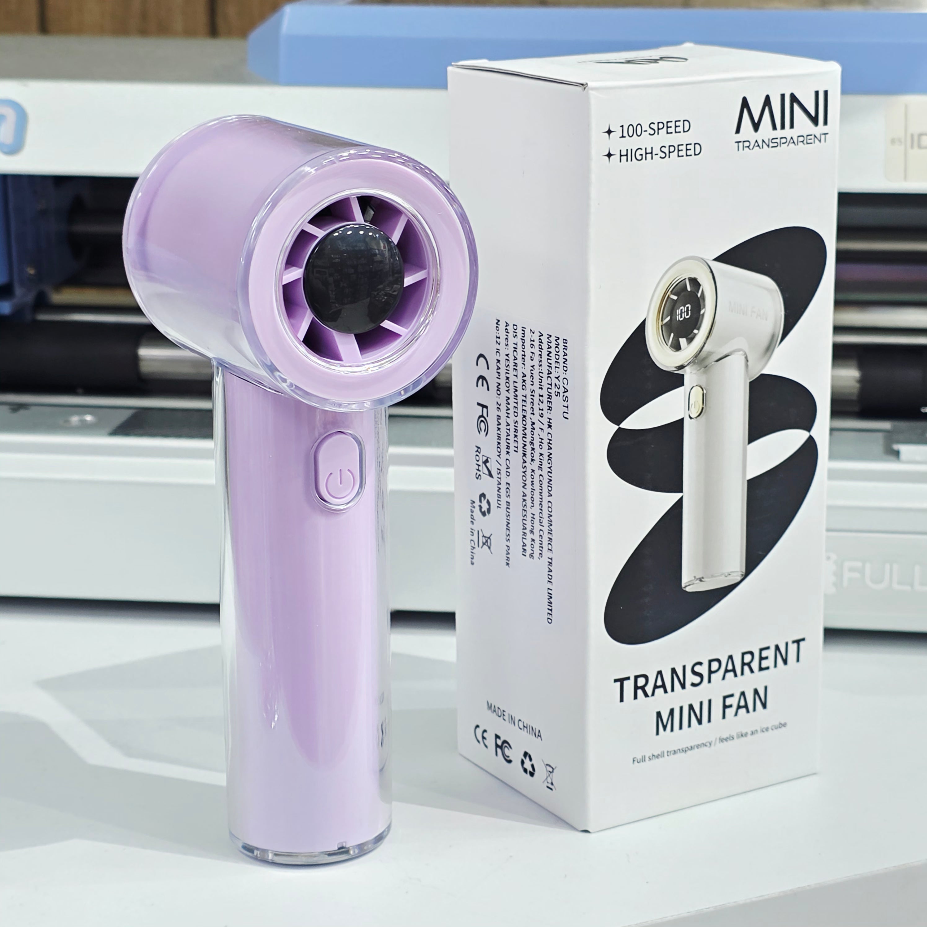 Şeffaf mini el fanı, TypeC şarjlı, 100 hızlı