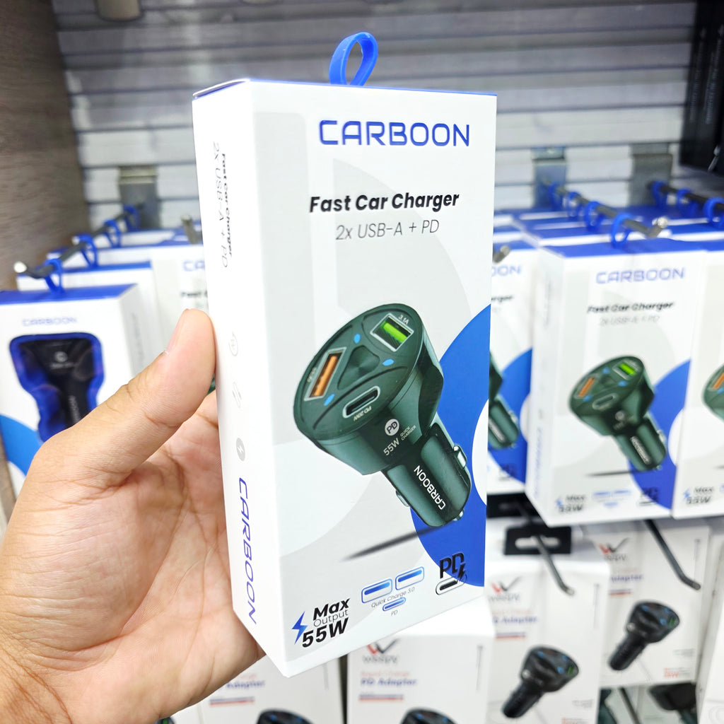 55W hızlı araç şarj başlık (2x USB-A + PD)