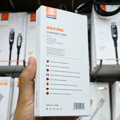 100W PD hızlı şarj gostergeli Type-C to Type-C şarj kablosu 1m