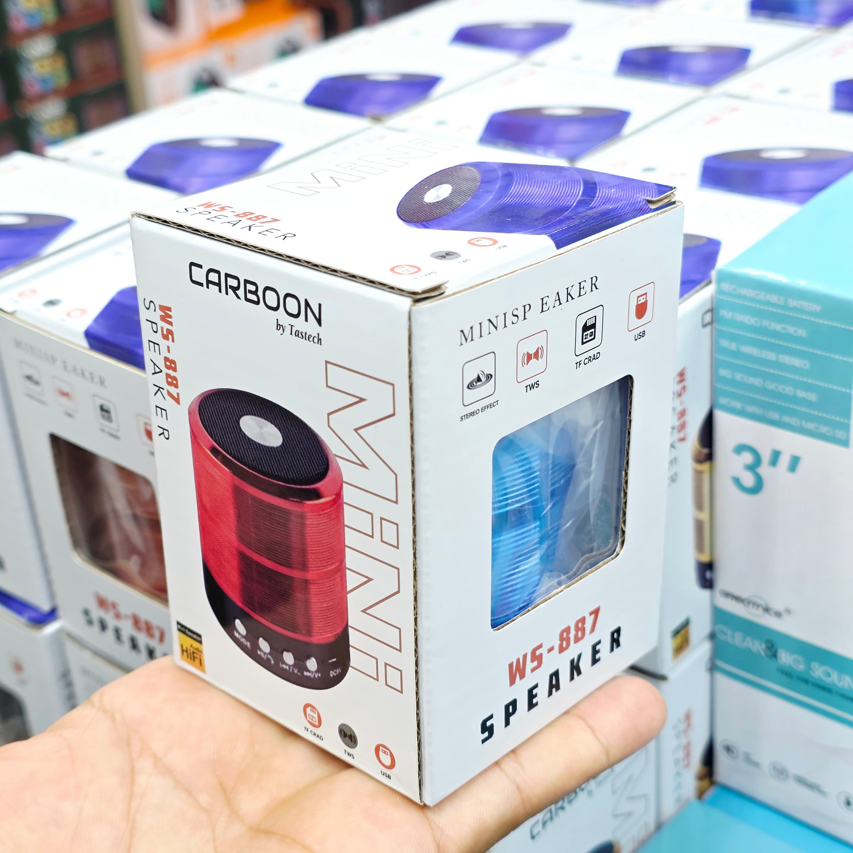 WS-887 Şarj Edilebilir Mini Bluetooth Hoparlör FM Radyo / TF Kart Girişli