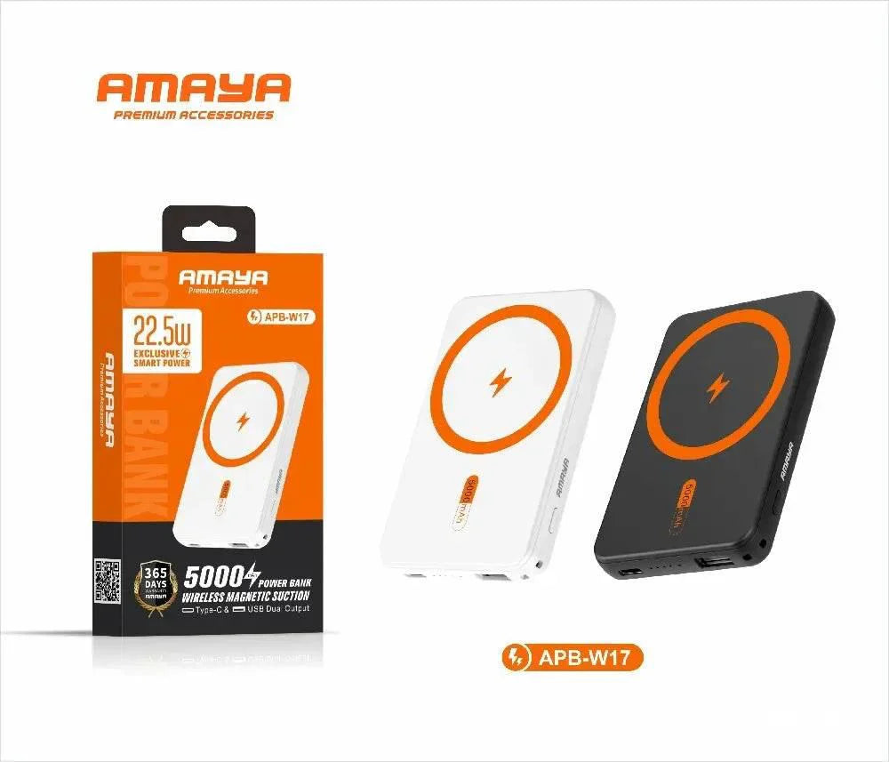 22,5W 5000 mah magsafeli batterypack typec ve usb çıkışlı 15w hızlı şarj destekli powerbank w17