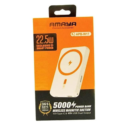 22,5W 5000 mah magsafeli batterypack typec ve usb çıkışlı 15w hızlı şarj destekli powerbank w17