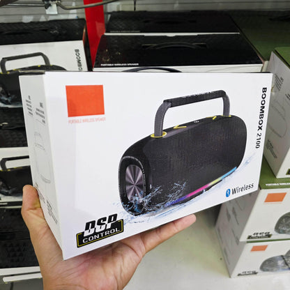 Boombox 2100 rgb ışıklı 360 derece steario ses güçlü çift bass, suya dayanıklı taşınabilir bluetooth hoparlör