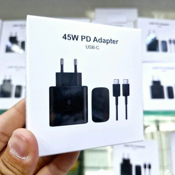 45W TypeC çıkışlı süper fast destekli ve 1m pd kablo şarj seti