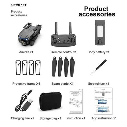 E88 4k Hd Çift Kameralı App Kontrol Wifi Katlanabilir akıllı Drone