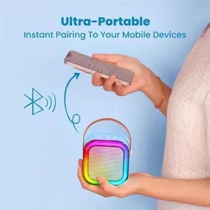 Tek karaoke mikrofonlu ışıklı bluetooth hoparlör k12