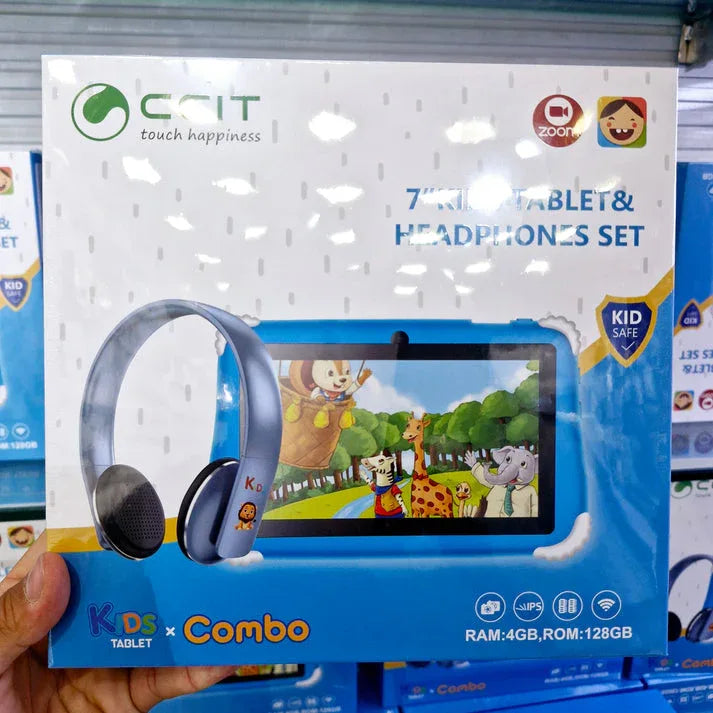 Ccıt 7" kids tablet & kulaklık seti - 4gb ram, 128gb hafıza, android 10, zoom destekli, çocuklara özel eğitim tableti