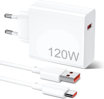 Xiaomi 120w saniyeli turbo destekli usb çıkışlı başlık ve usb typec kablo şarj seti