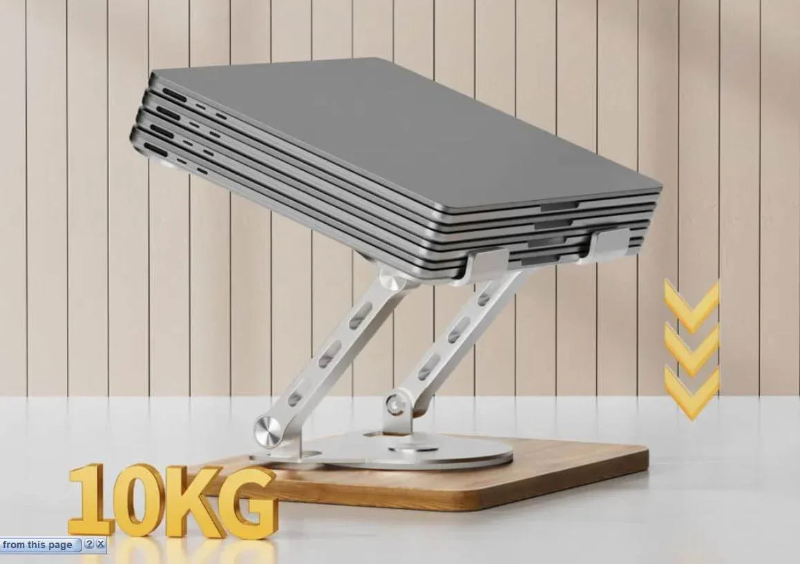 Ahşap tabanlı metal 360 derece döner ayarlanabilir yükseklik laptop ve tablet tutucu masaüstü standı Vip