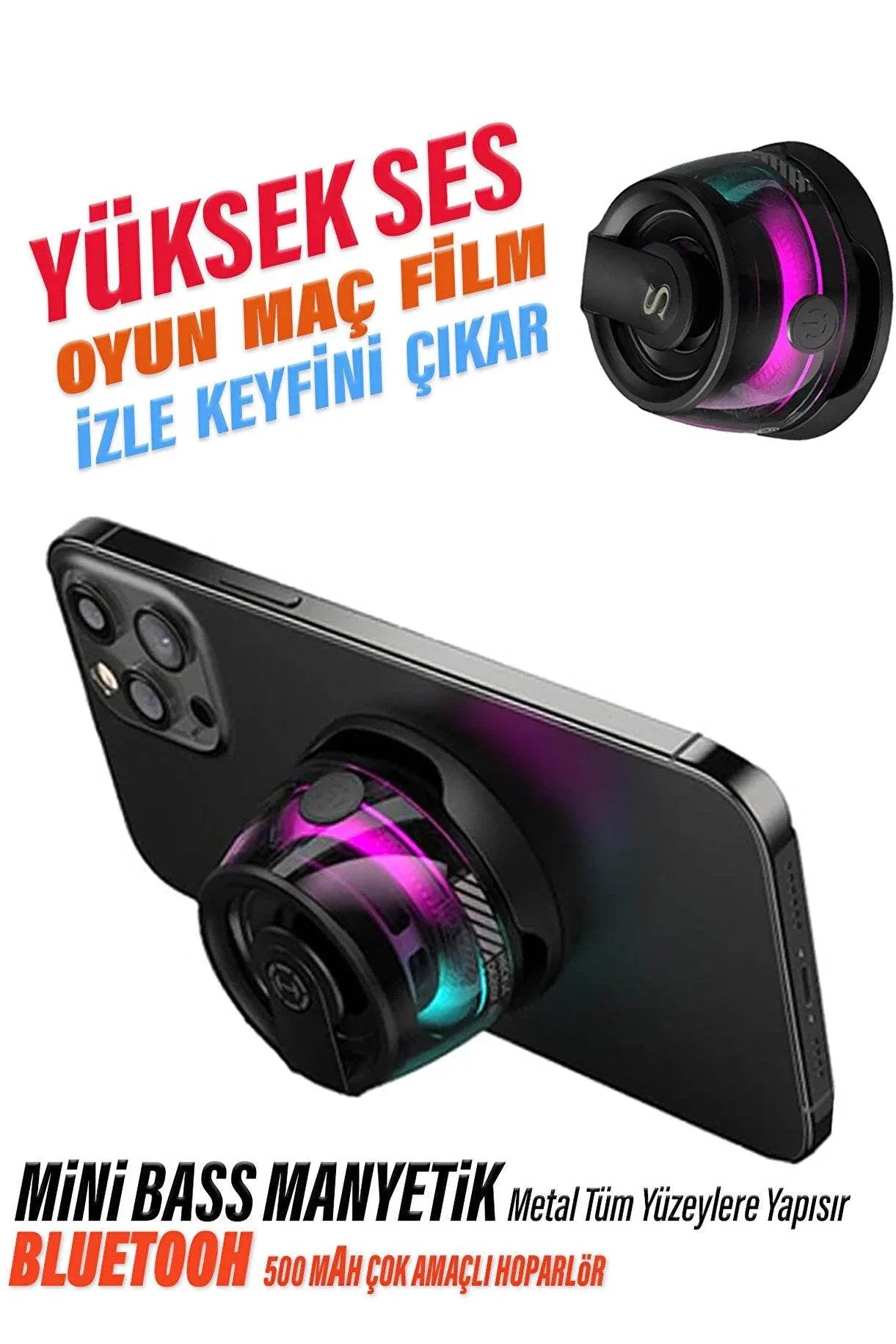 Magnetik mini hoparlör telefon arkasına yapışan wireless speaker d39
