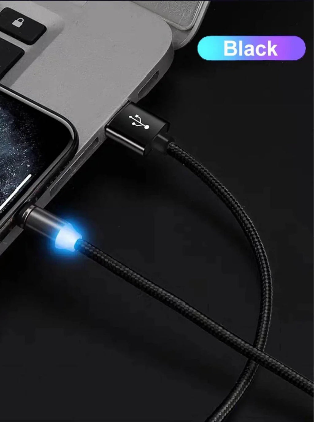 X-cable 3'ü 1 arada 2a mıknatıslı metal şarj kablosu | micro usb + type-c + lightning uçlu | 360° dönebilen manyetik kablo