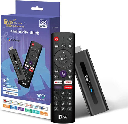 TV98 ATV Stick Mini TV Stick Android 14 H618 Dört Çekirdekli Cortex A53 Desteği 8K Video 2,4G 5G WiFi BT5,0 Sesli Uzaktan Kumanda Akıllı TV Kutusu (2+16GB) - G6H