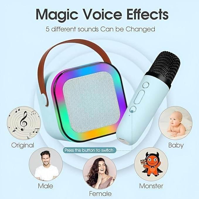 Tek karaoke mikrofonlu ışıklı bluetooth hoparlör k12