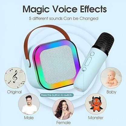 Tek karaoke mikrofonlu ışıklı bluetooth hoparlör k12