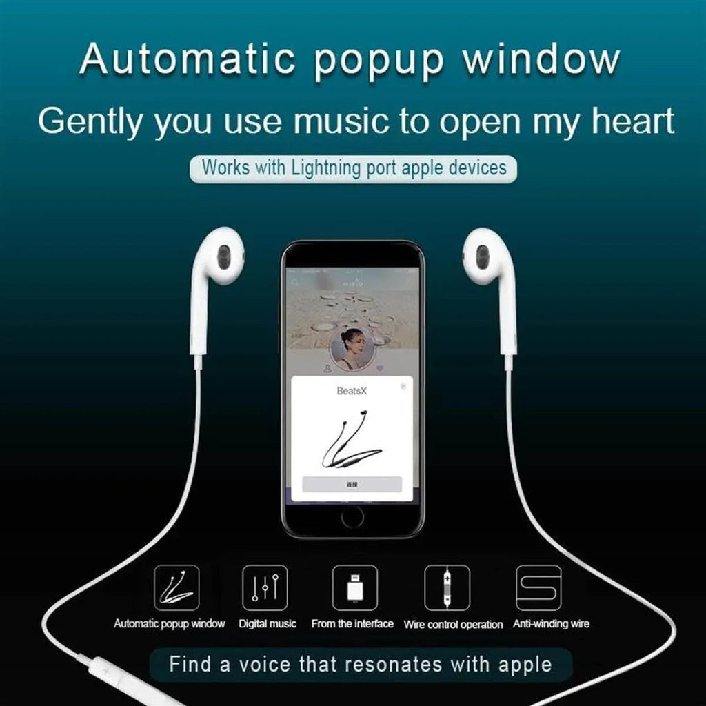 Lightning girişli ios uyumlu mikrofonlu kulak içi kablolu kulaklık