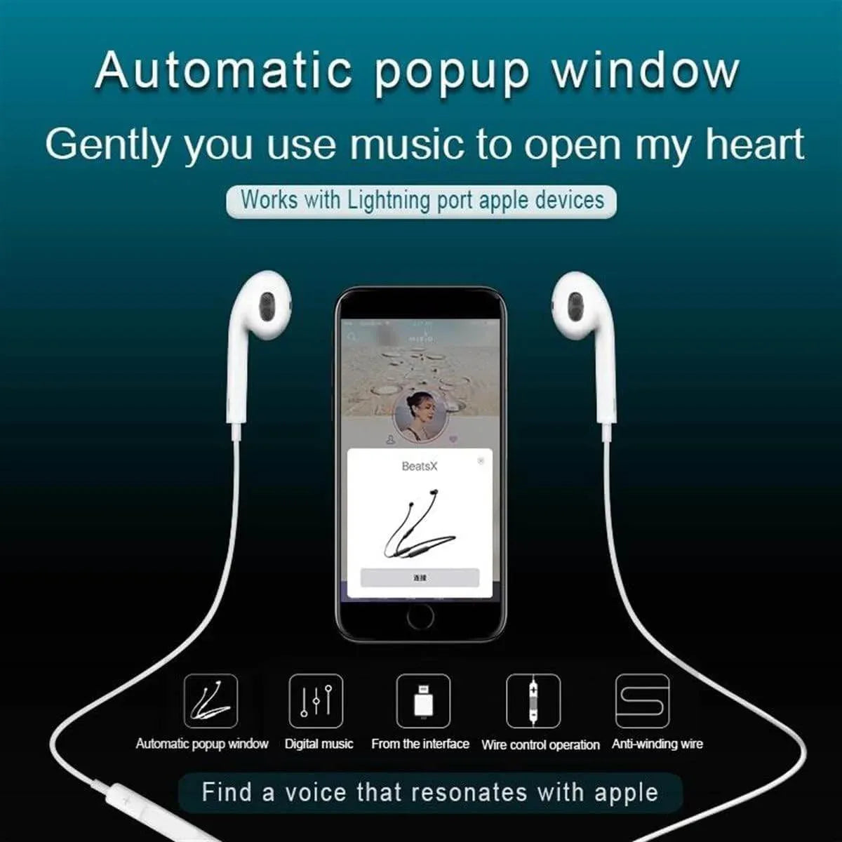 Lightning girişli ios uyumlu mikrofonlu kulak içi kablolu kulaklık