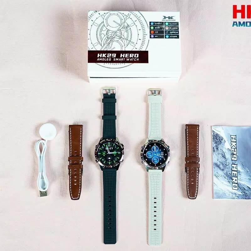 HK29 Hero Amoled Ekran Yuvarlak Akıllı Saat Navigasyon Bluetooth Çağrı Android Ios Uyumlu Saat