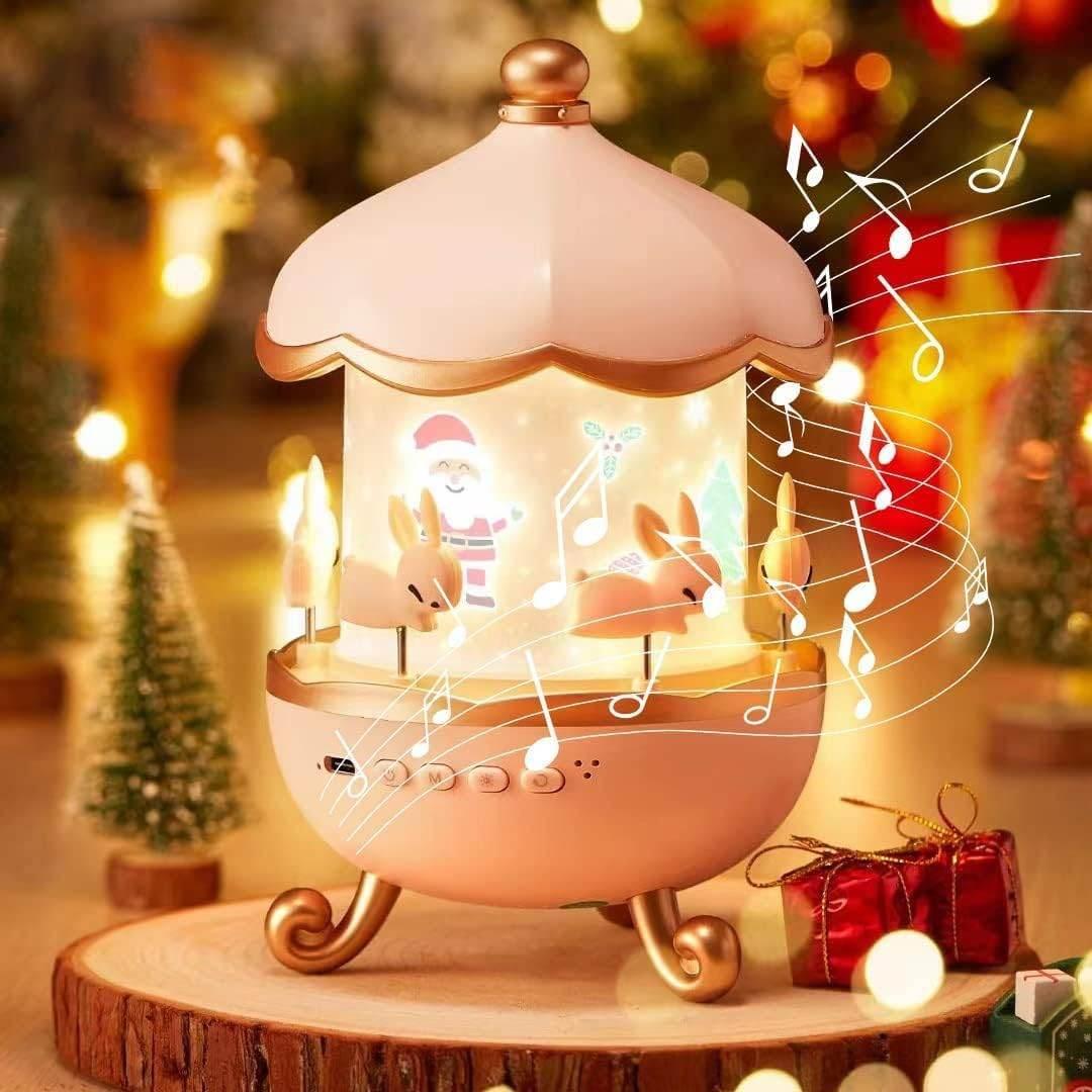 Tavşan Atlıkarınca Gece Lambası Projektörü bluetooth hoparlör, 6'lı Set Filmli Dönen LED Lamba, Büyülü Bir Çocuk Odası Atmosferi için Yıldız Projeksiyon Işığı, Çocuk Odası Dekoru için Döndürülebilir Tavşan Gece Lambası