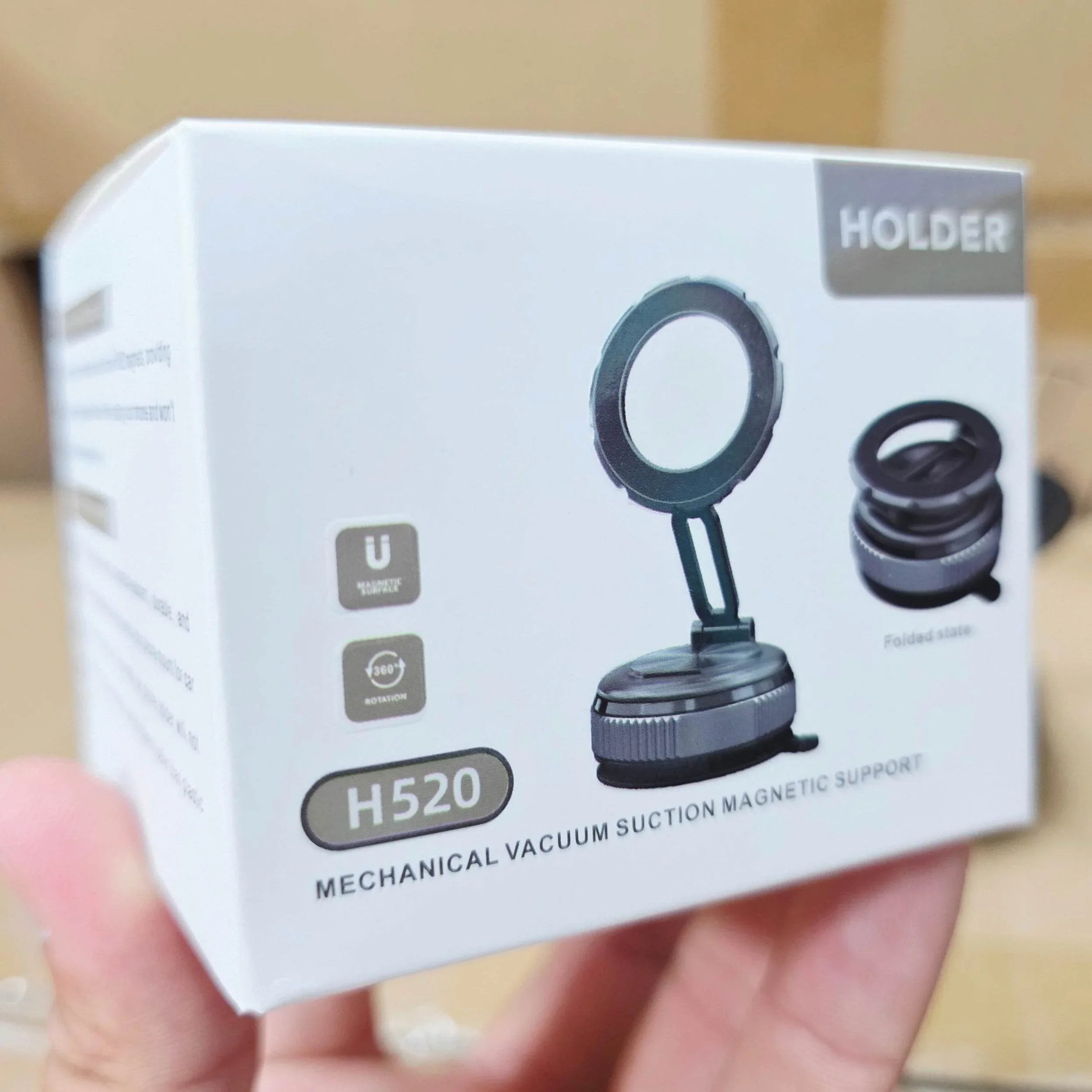 H520 vantuz emişli magnetik magsafeli telefon tutucu 360 derece döner ayarlanabilir açılı araç içi telefon tutucu