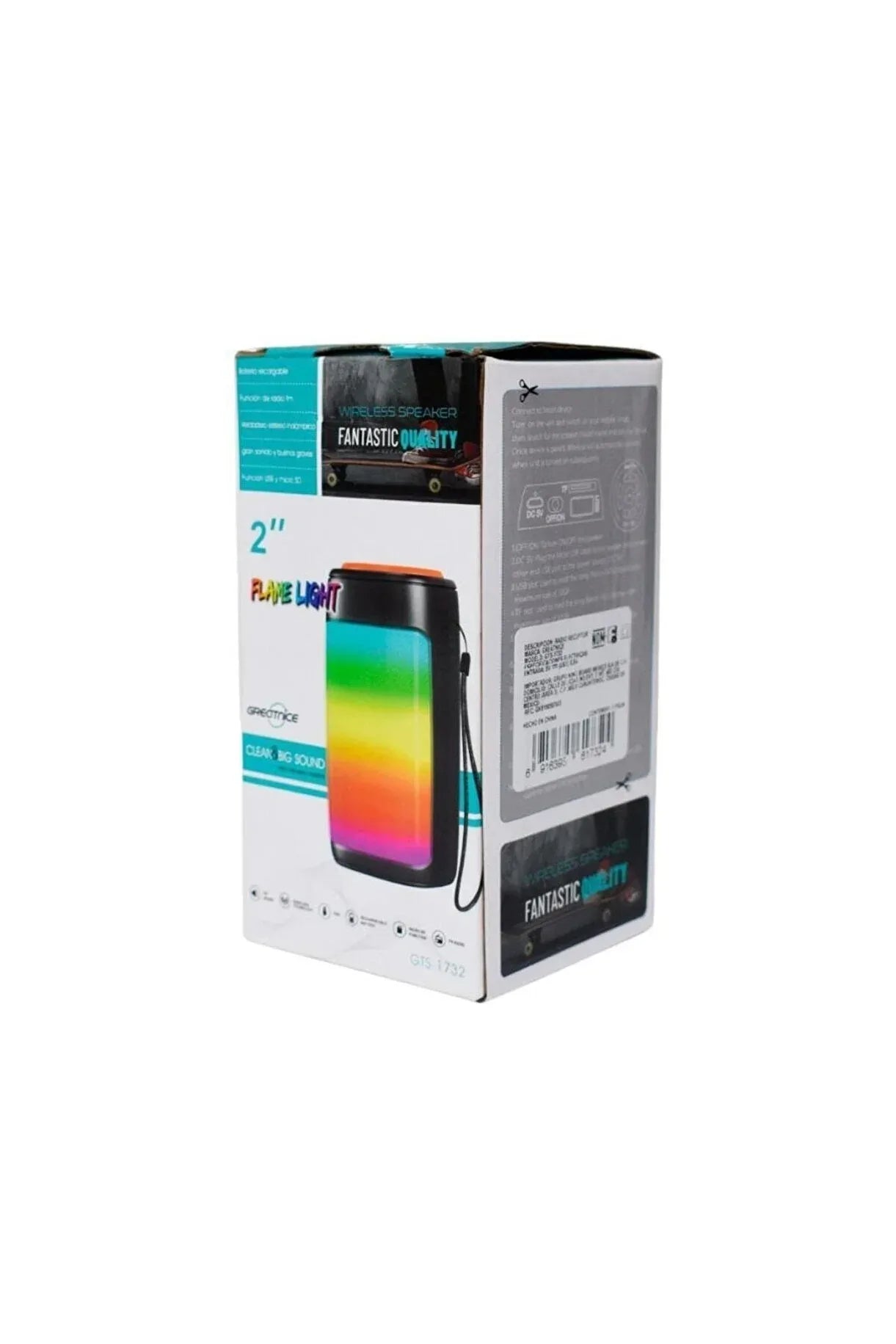 Gts-1742 flame light bluetooth speaker - 2" renkli led ışıklı kablosuz hoparlör, fantastic quality