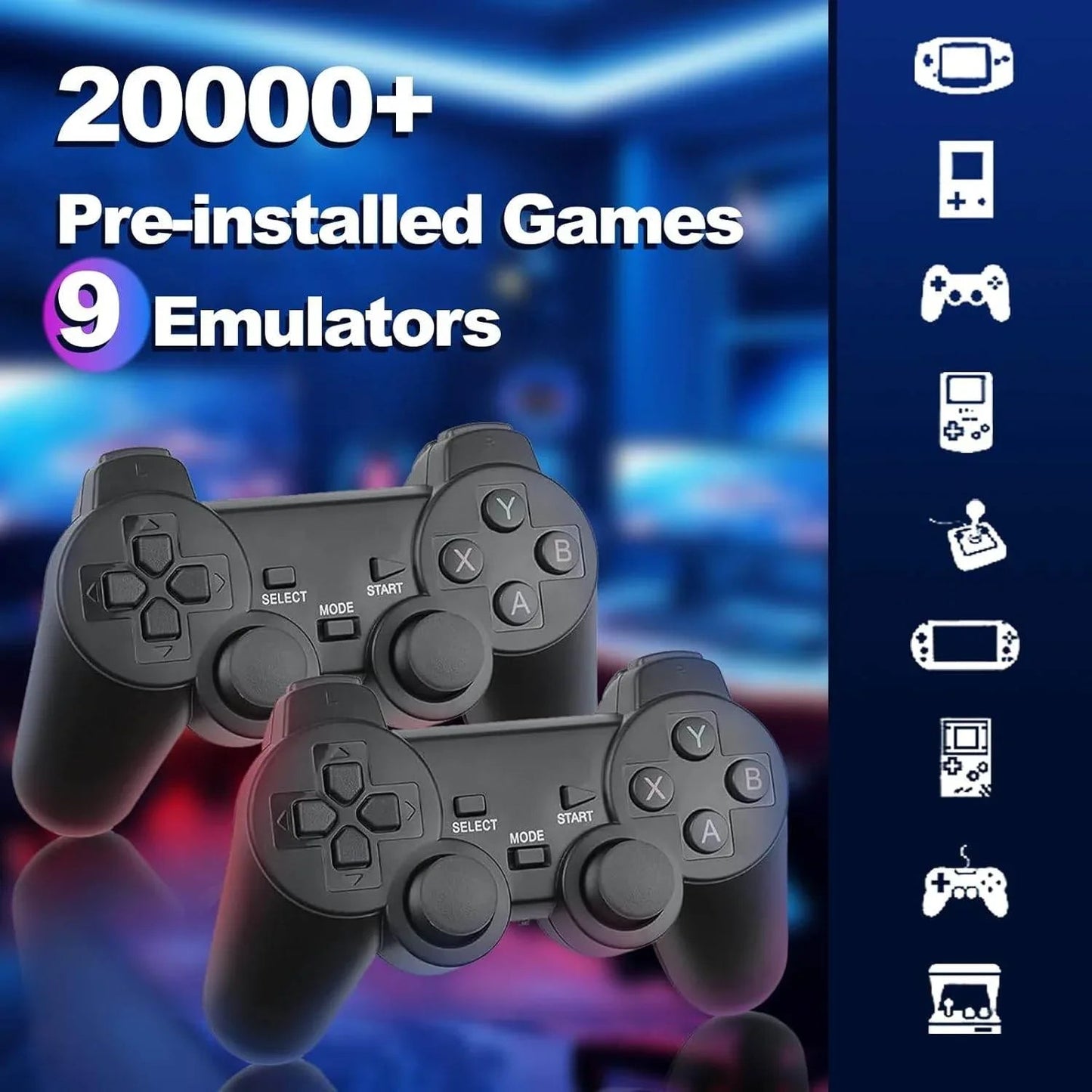 M8 64gb dual pad 4k game stick – 20,000+ oyunlu retro oyun konsolu 2,4g gamepad