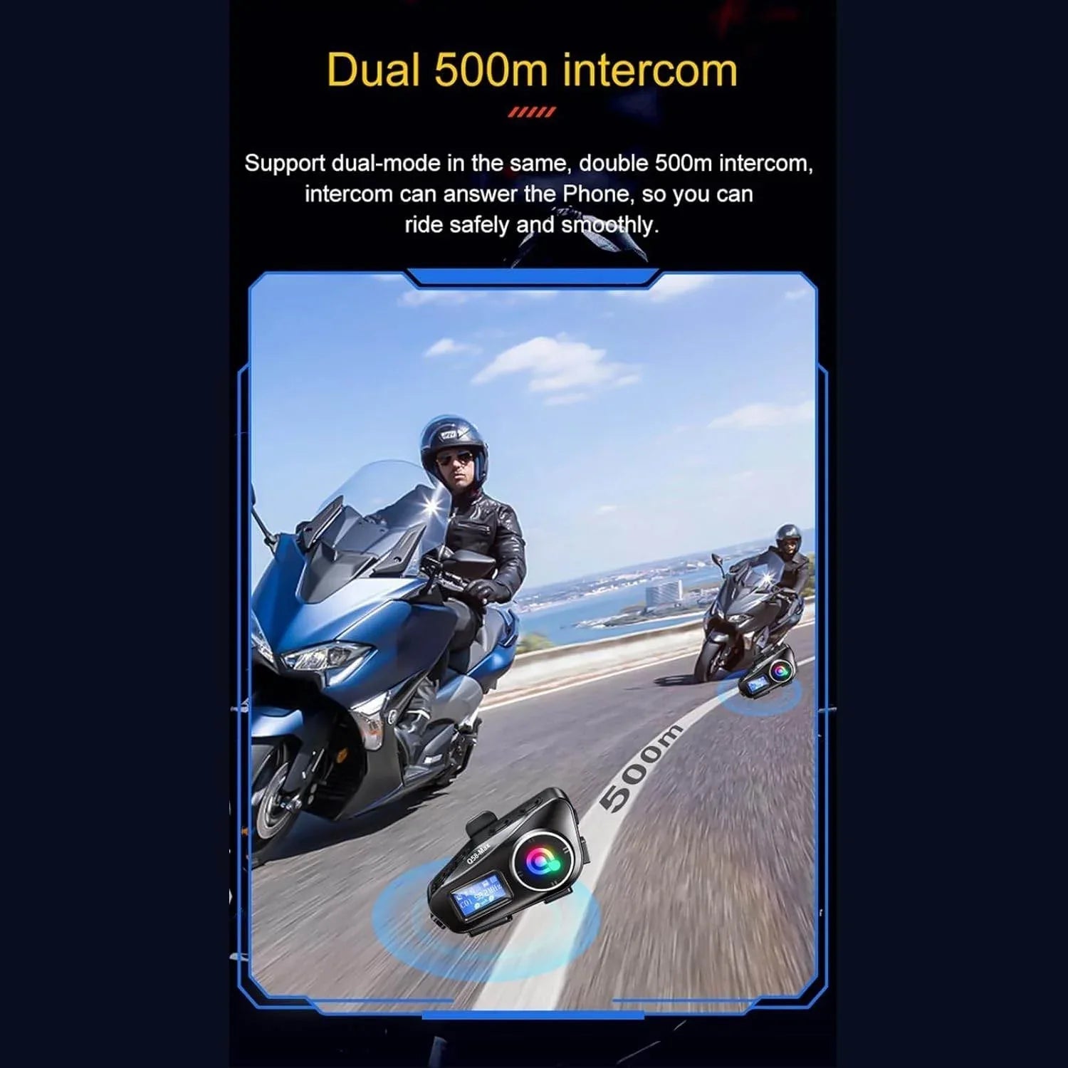 Q58 Max Kablosuz Motosiklet İnterkom Kulaklık Gürültü Engelleme, radyolu 2 Sürücü için 500M İçinde canlı telsiz Konuşur 5,3v bluetooth su geçirmez - G6P