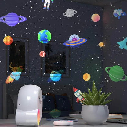Galaxy Projektör Yıldız Gökyüzü Projeksiyon Lambası 13 Film Diski RGBCW Yatak Odası Ortam Işığı Gece Lambası BT Hoparlörler 15 Beyaz Gürültü Parçası 1H/2H/4H Uzaktan Kumanda ile Zamanlayıcı Ay
