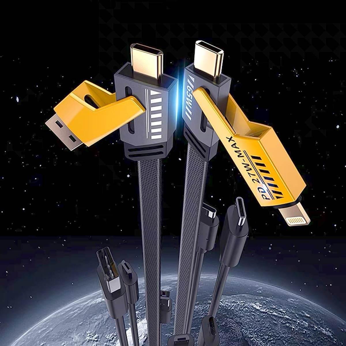 4ü1 arada örgülü hızlı şarj kablosu | 65w pd & 25w hızlı şarj | usb & type-c to lightning & type-c