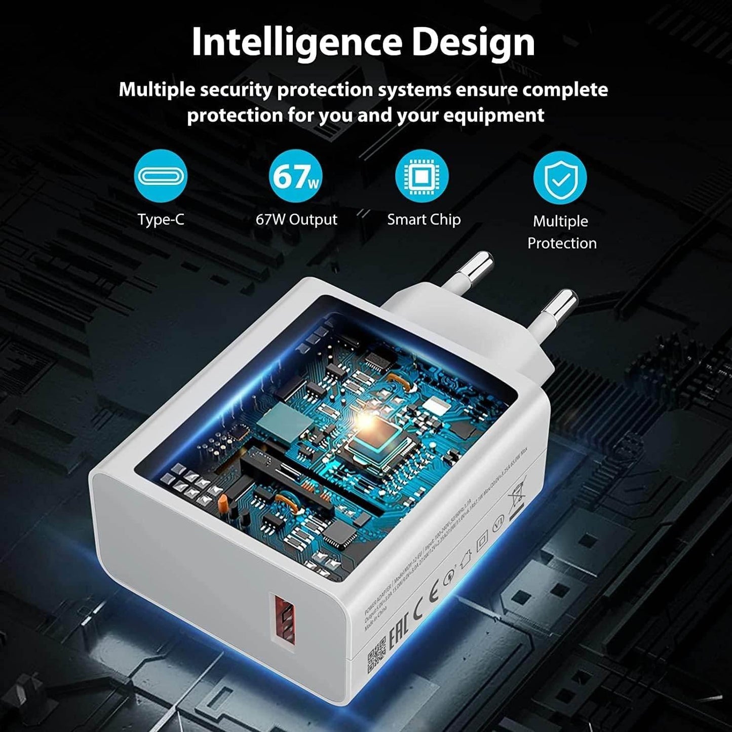 67w turbo şarj desterkli usb typec şarj seti