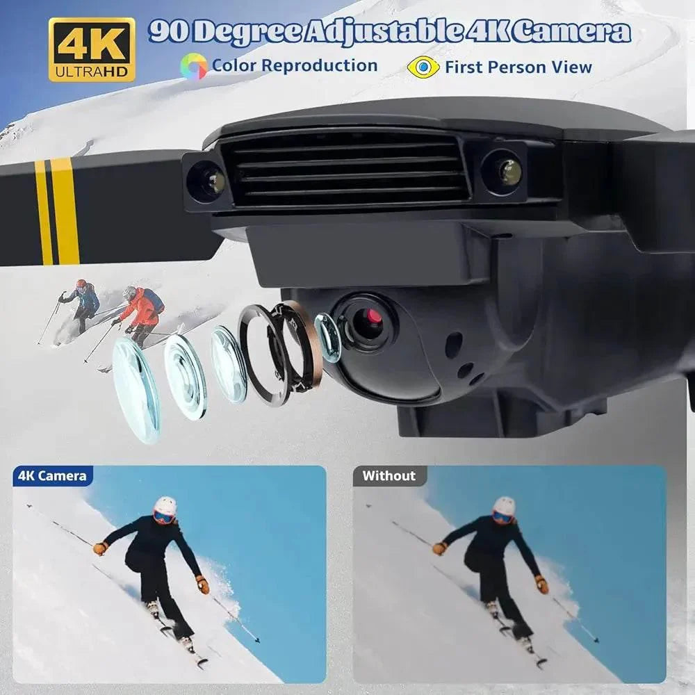 E58 4k Hd Kamerali Fly More Combo Drone Otomatik Kalkis Inis Sabit Durma ozellikli telefon yerleştirilebilir kumandalı