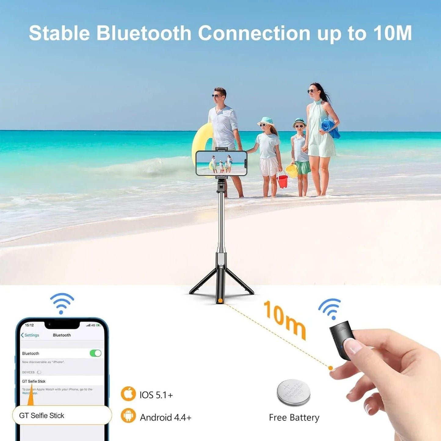 Tripod selfe çubuğu stick bluetooth kumandanlı uzanabilir