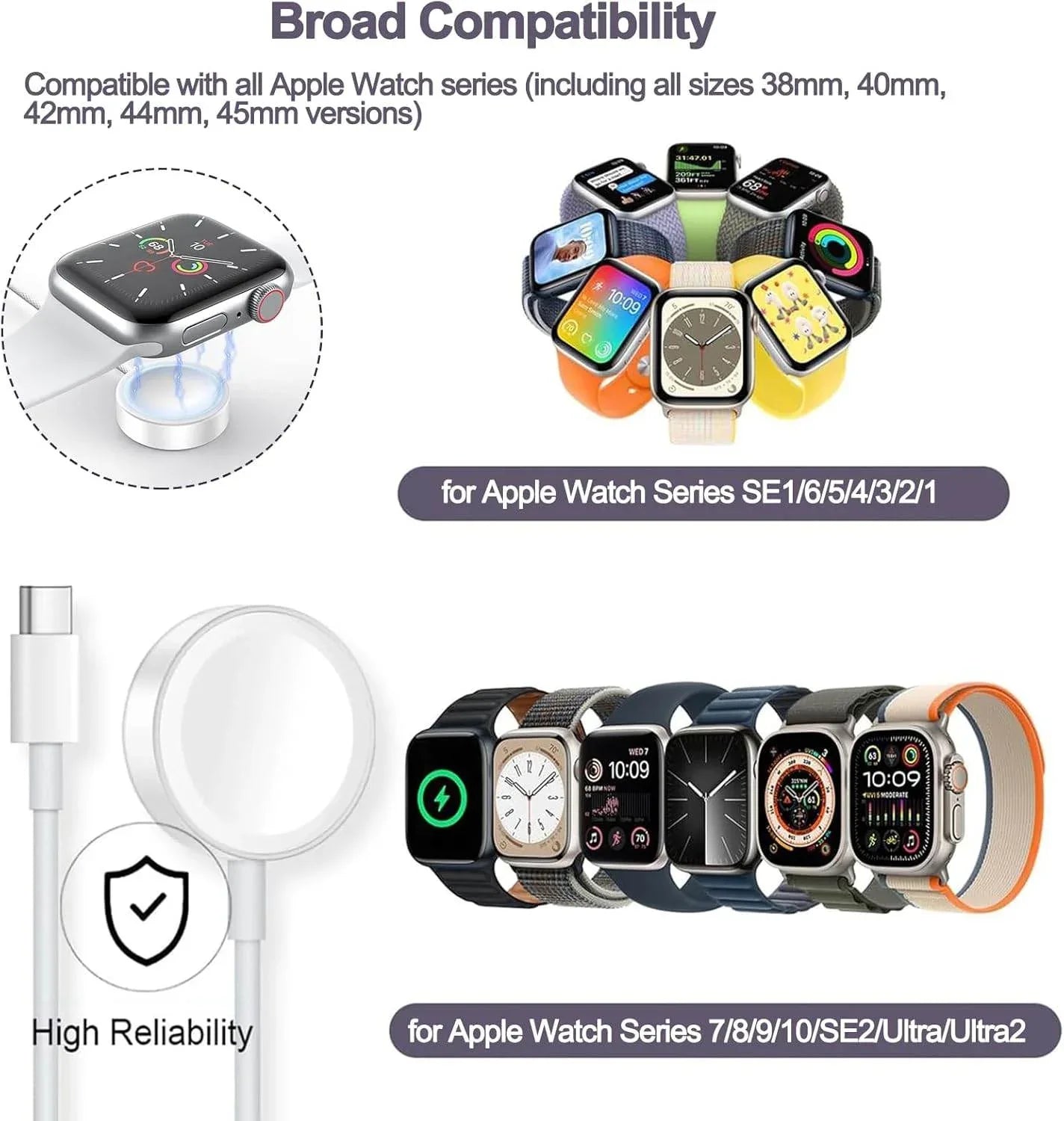 TypeC girişli manyatik akıllı saat watch hızlı şarj cıhazı